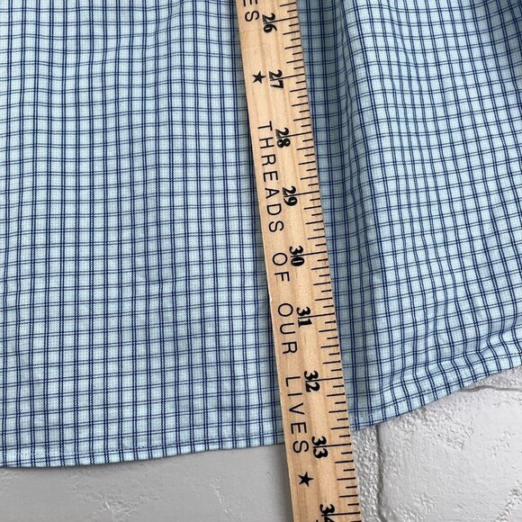 Peter Millar Shirt Mens 2XLarge Blue White Check Cotton Dress Classic Career - Picture 10 of 11